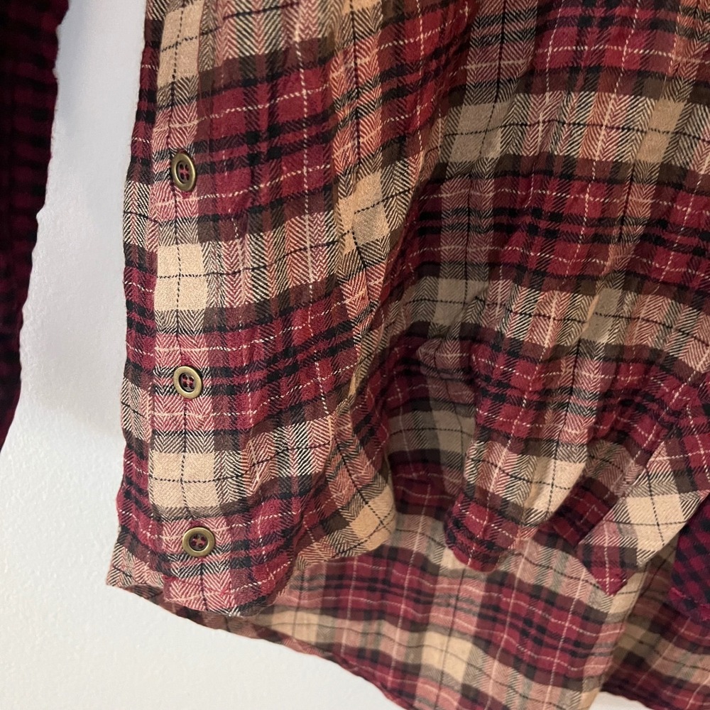 Mystree Jayne Plaid Contrast Long Sleeve Button Up Shirt Women Medium NWT - Picture 6 of 12